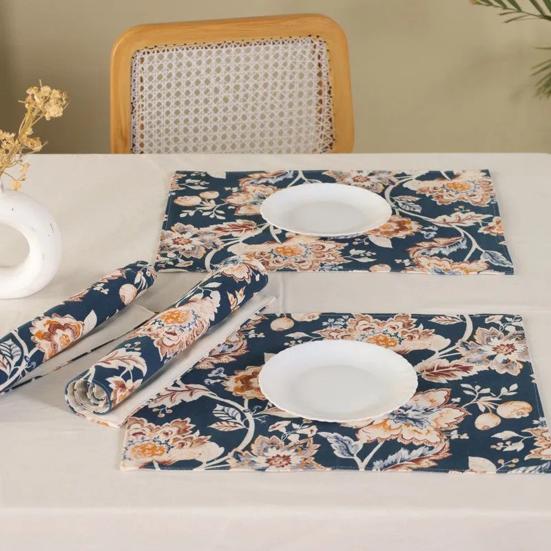Navy Blossom Haven Canvas Table Mats - Set Of Two media 6