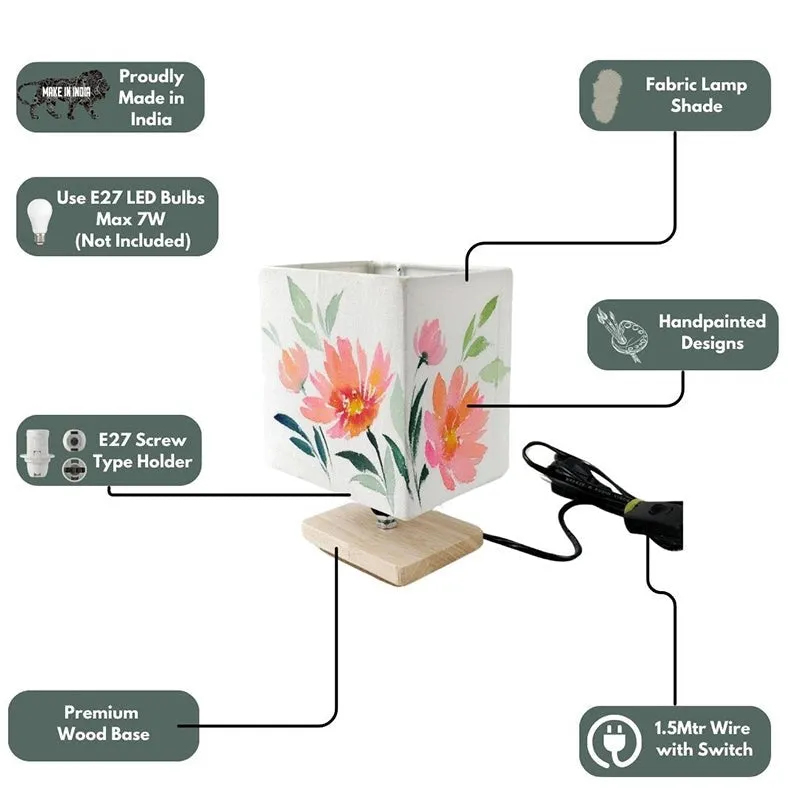 Pashto Flora Handpainted Fabric Table Lamp - Multicolor media 3
