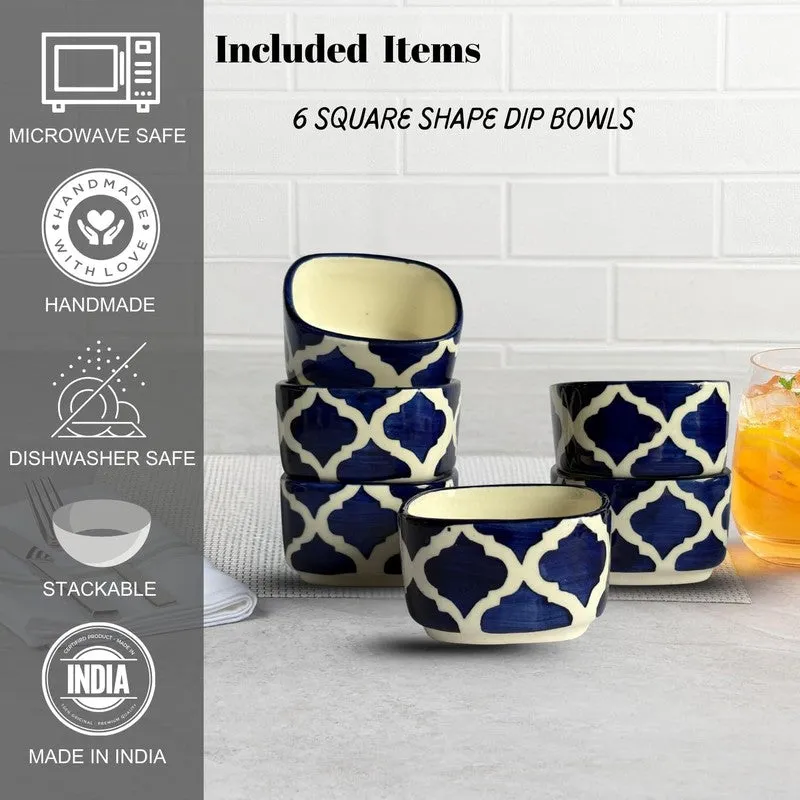 lanix Ceramic Dip Bowls (Blue,White ,50 mL Each) - Set Of Six media 6
