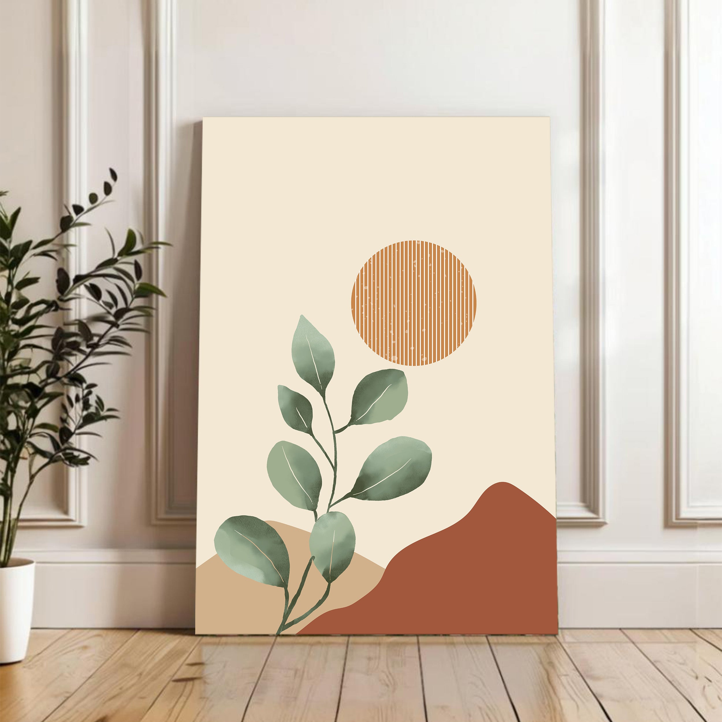 Nature Inspired Botanical Wall Painting With Frame media 4