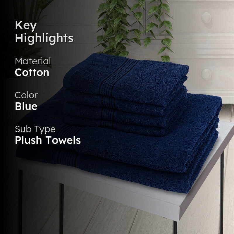 Eva Quick Dry Towel Combo (Navy Blue) - Six Piece Set media 2