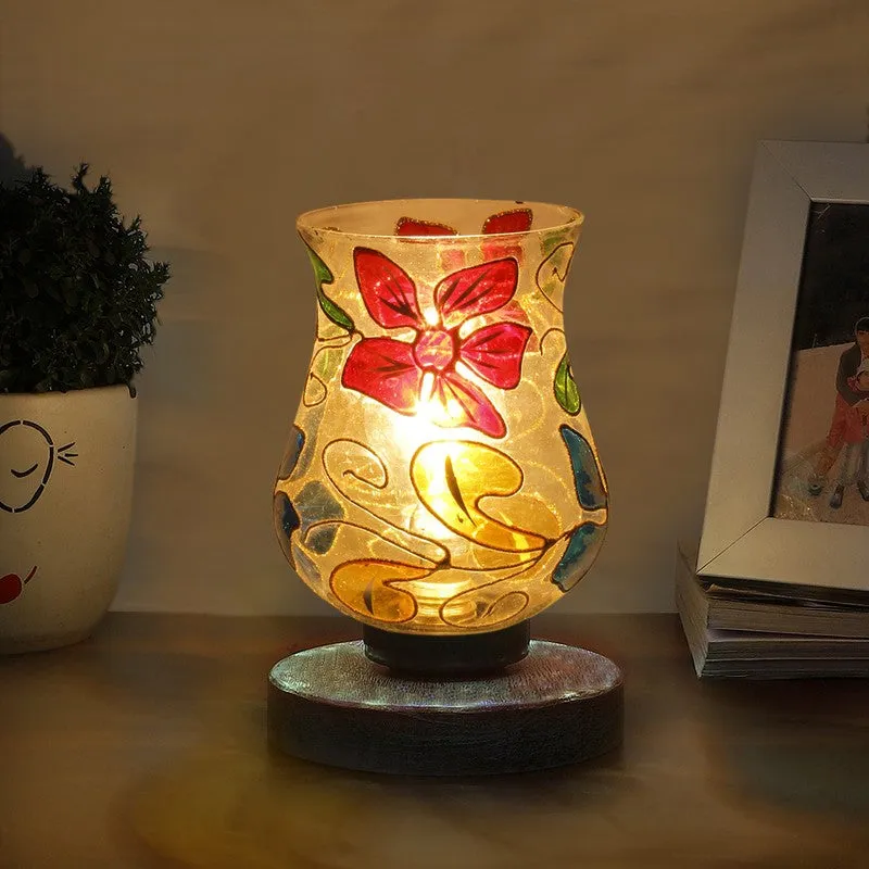 Glimora Mosaic Glass Table Lamp With Wooden Base - Multicolor media 1