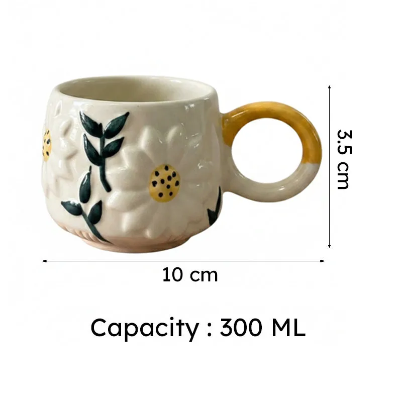 Daisy Ceramic Coffee Mug (300 mL Each) - 7