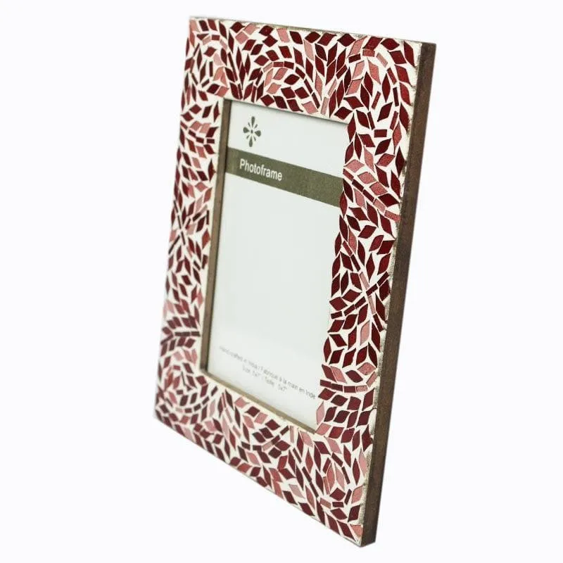 Mosaic Leafies Photo Frame - Maroon media 4