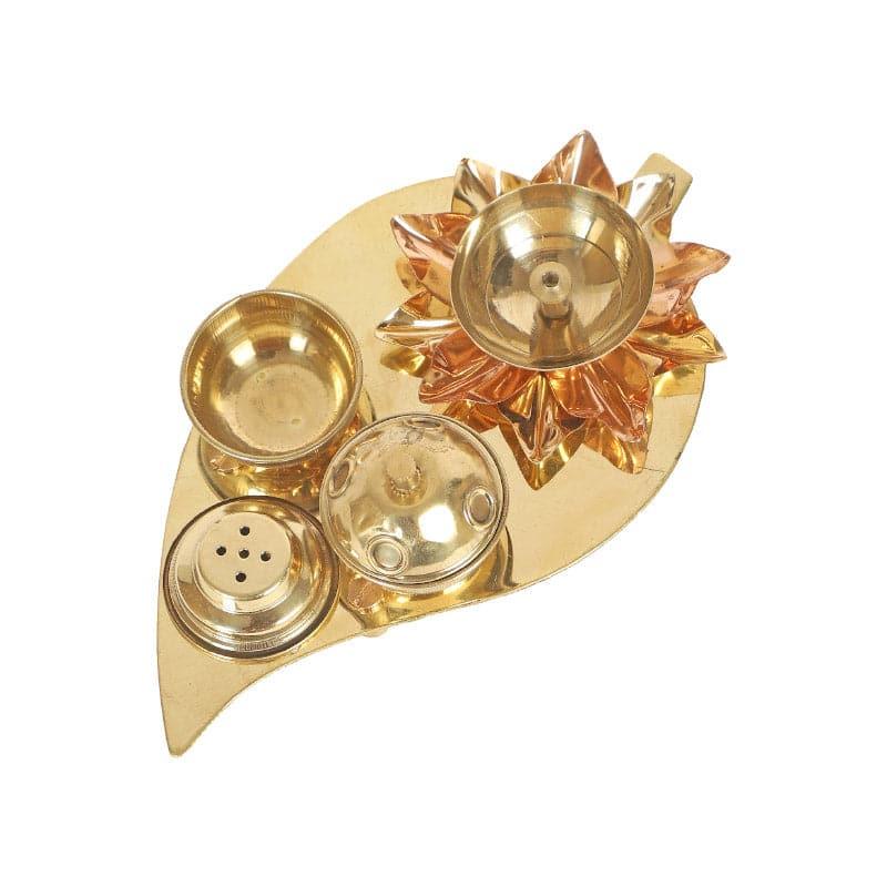 Suhaya Brass Pooja Diya & Thali Set media 3