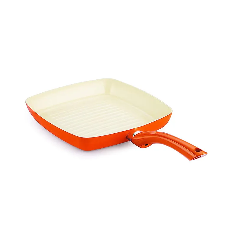 Nirlon Orange Ceramic Coating Grill Pan - 1500 ML/9 Inches media 1
