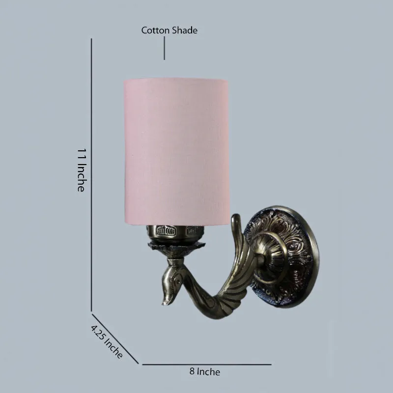 Amro Retro Cylindrical Fabric & Metal Wall Lamp - Grey media 5
