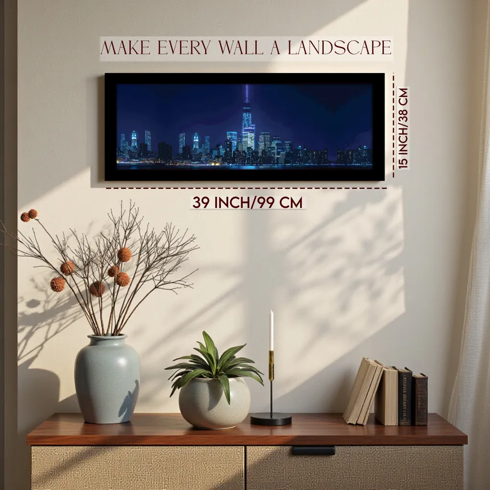Noctra Night City Skyline Wall Painting With Frame media 2