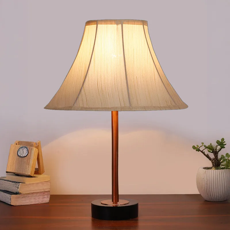 Ceylon Arc Rodin Wooden Table Lamp - OffWhite,Copper,Black media 2