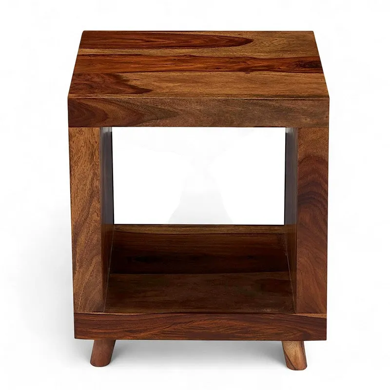 Qverox Sheesham Wooden Side & Bedside Table - Light Brown media 6