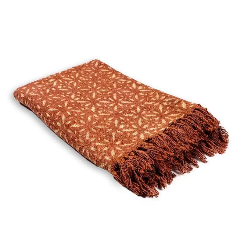 Terracotta Tile Handblock Printed Throw media 3
