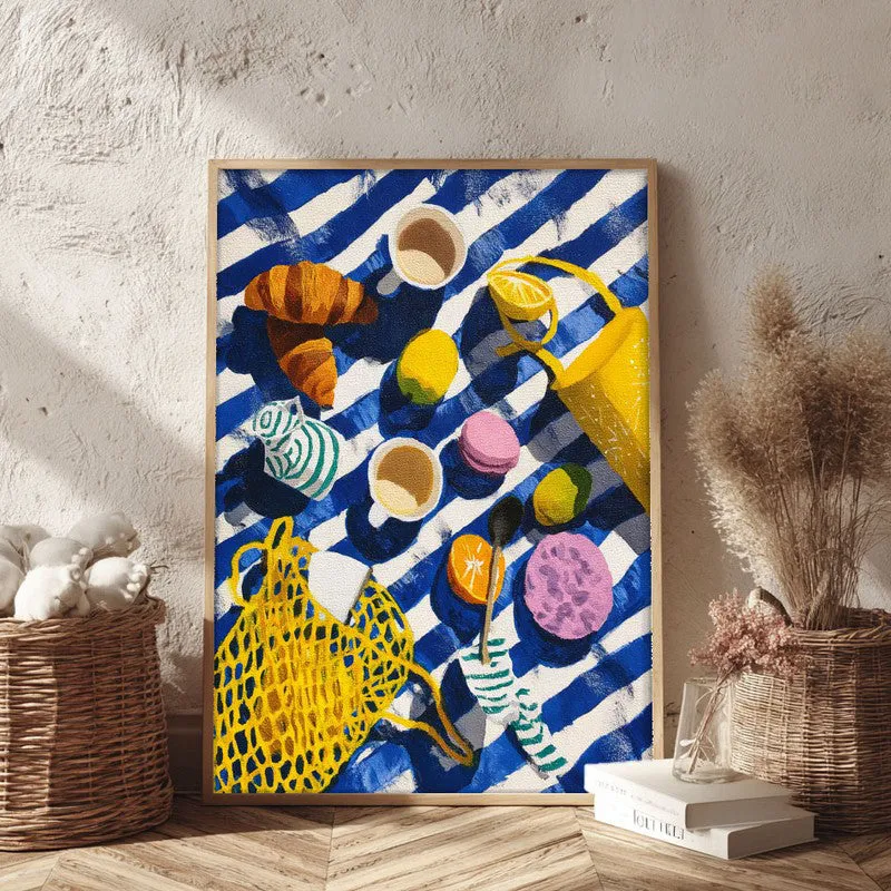 Morning Marina Canvas Wall Painting - Brown Frame media 3