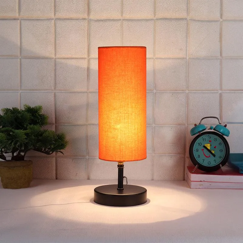 Hisha Metal Wooden Table Lamp - Orange,Black media 1