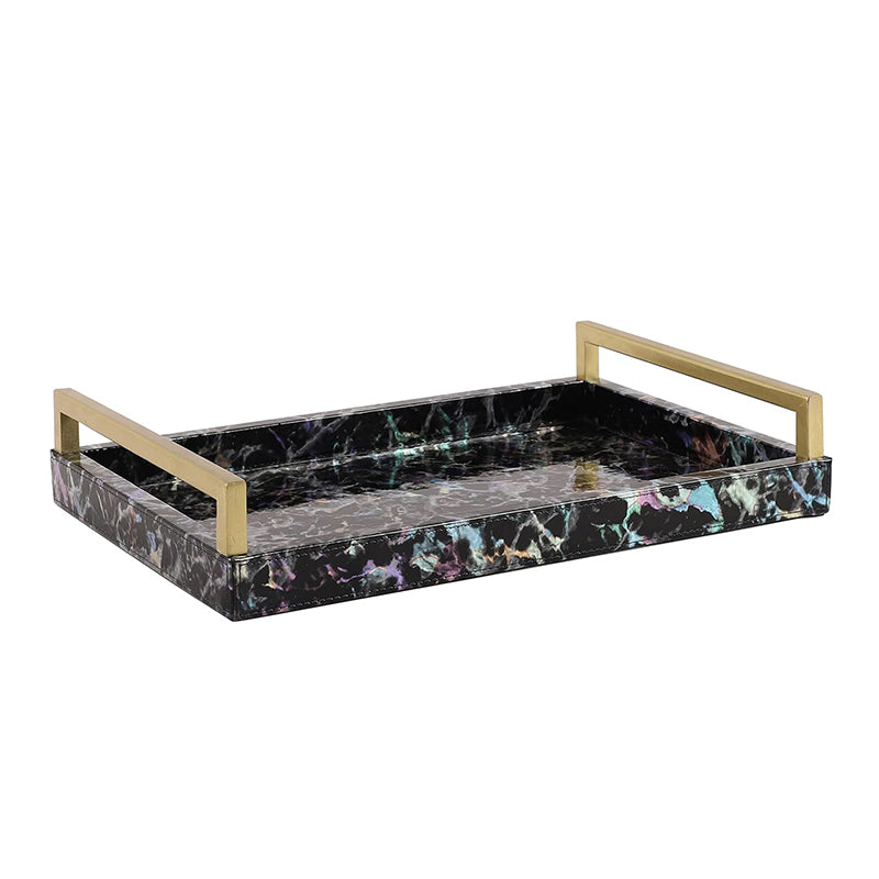 Ave Leather Serving Tray - Black & Gold media 5