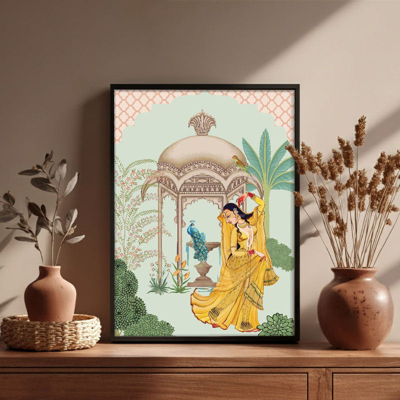 Bahar-e-Tanz Framed Mughal Canvas Wall Painting media 3
