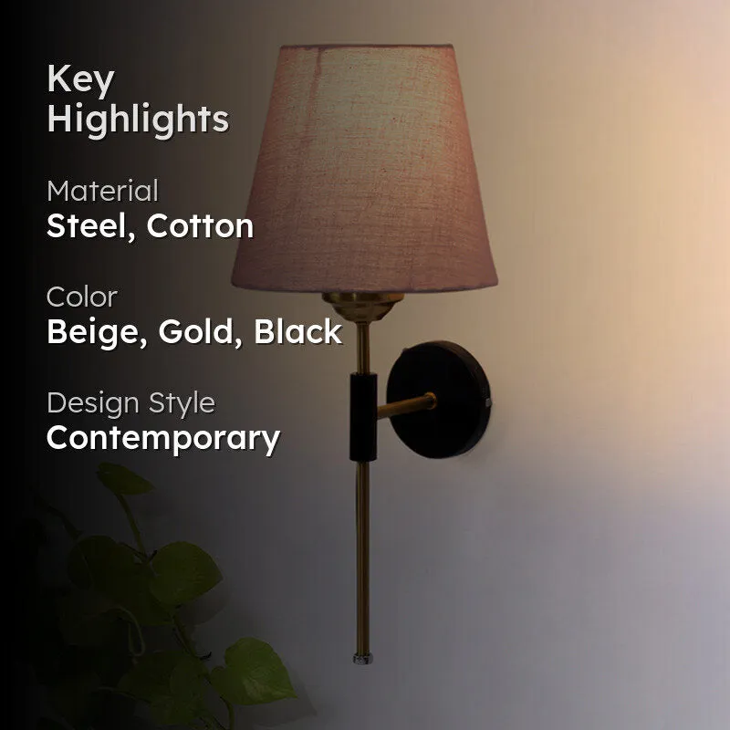 Beryll Steel & Cotton Wall Lamp - Beige media 2