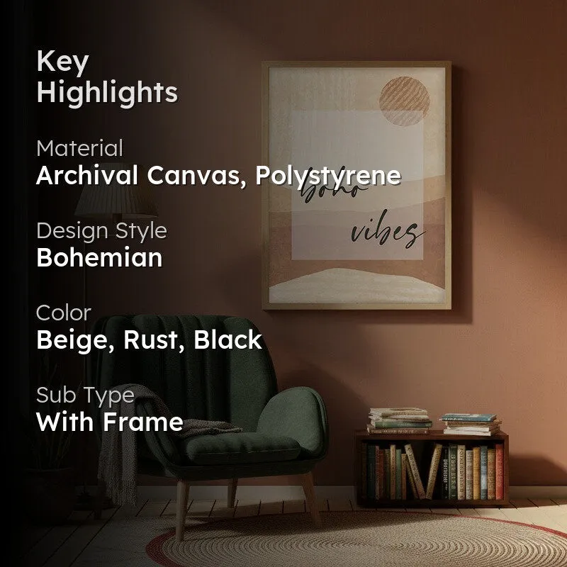 Bohemian Bliss Canvas Wall Painting With Brown Frame media 2