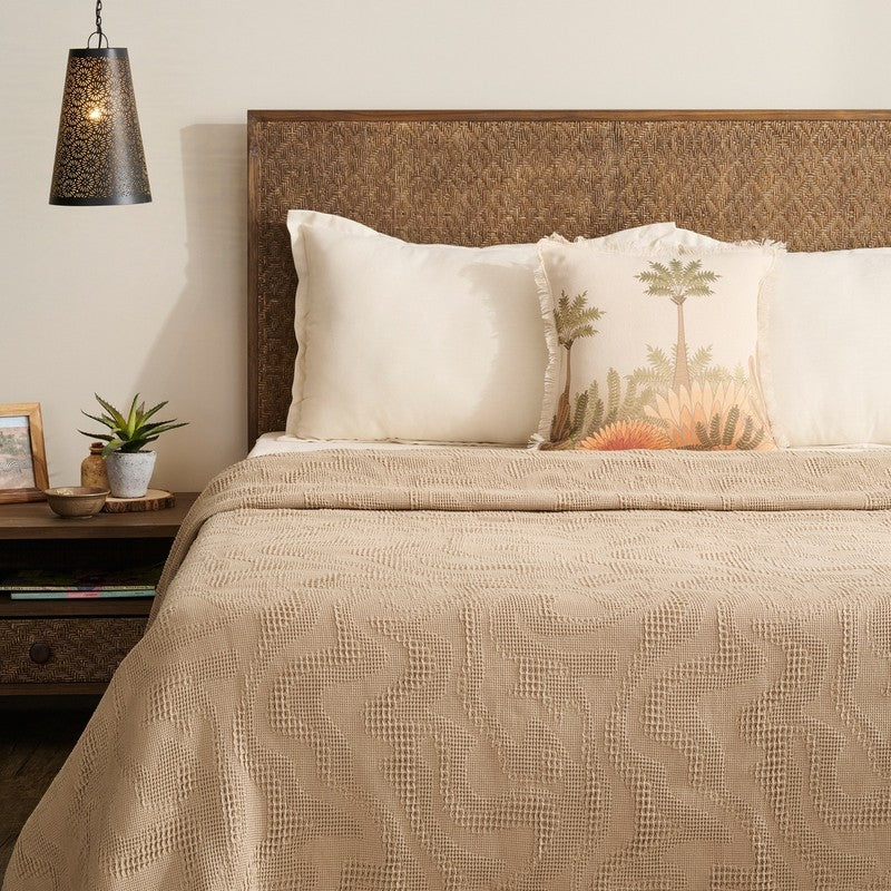 Solid Calm Cotton Bedcover (Beige) (350 Gsm) - Two Piece Set
