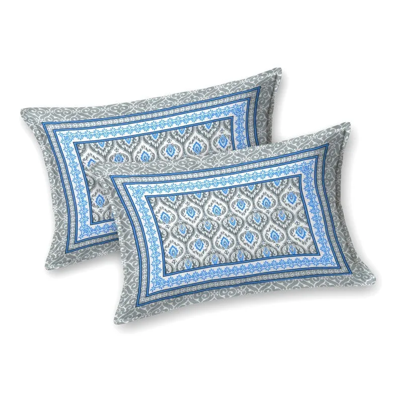 Leafa Cotton Bedsheet (Blue,Grey) - 240 TC media 4