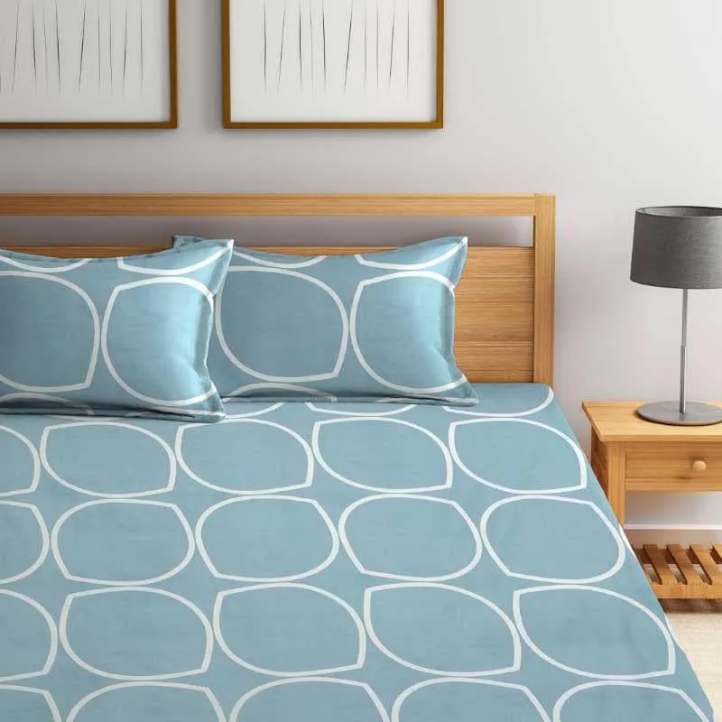 Circum Jive Microfiber Bedsheet (Sky Blue) - 300 GSM media 1