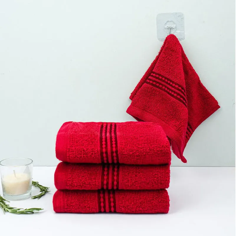 Micro Cotton LuxeDry Solid Face Towel (Red) - Set Of Four media 3