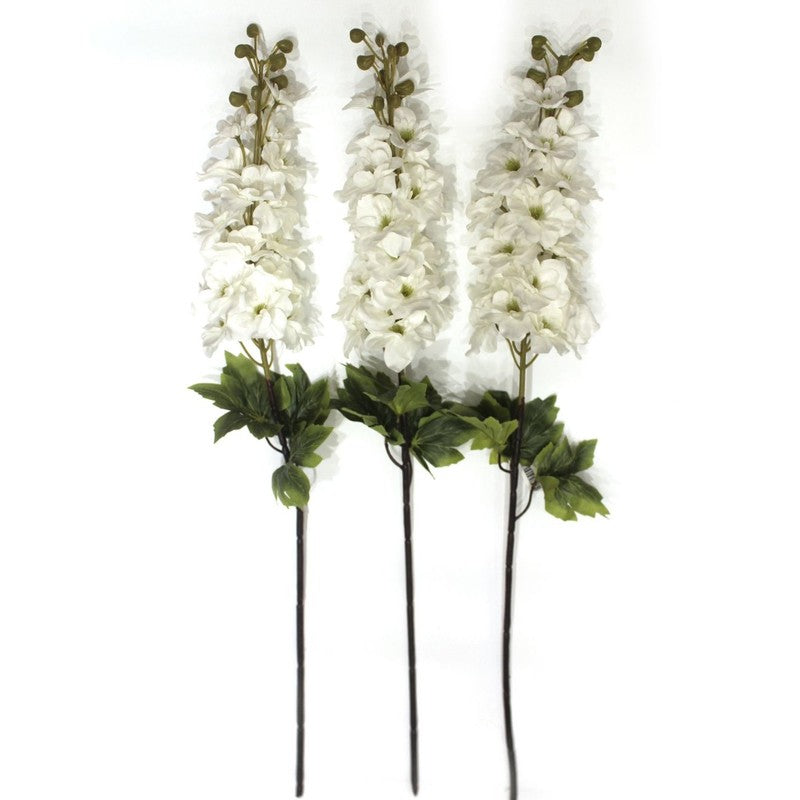 Real Look Artificial Delphinium Flower Stick - White media 4
