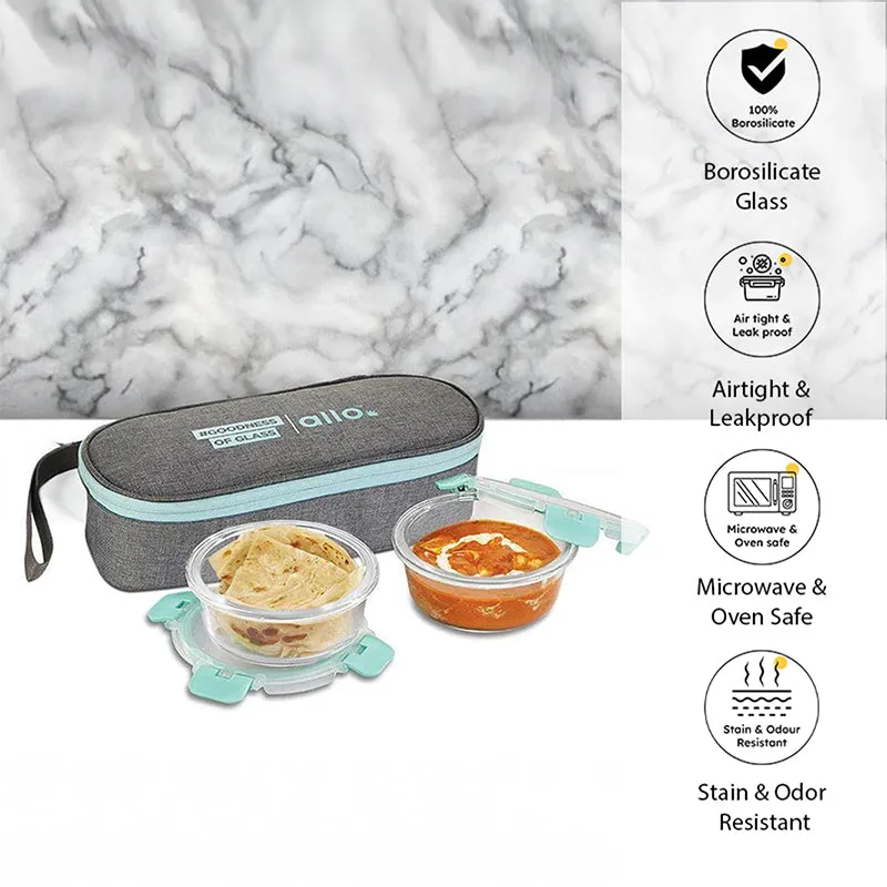 Jonas Lunchbox With Oval Grey Bag (390 ML) - Set Of Two media 1