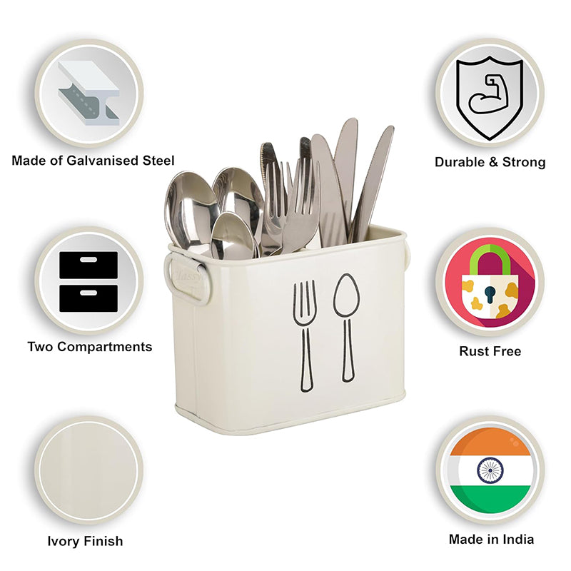 Fork & Order Metal Cutlery Holder - White media 4
