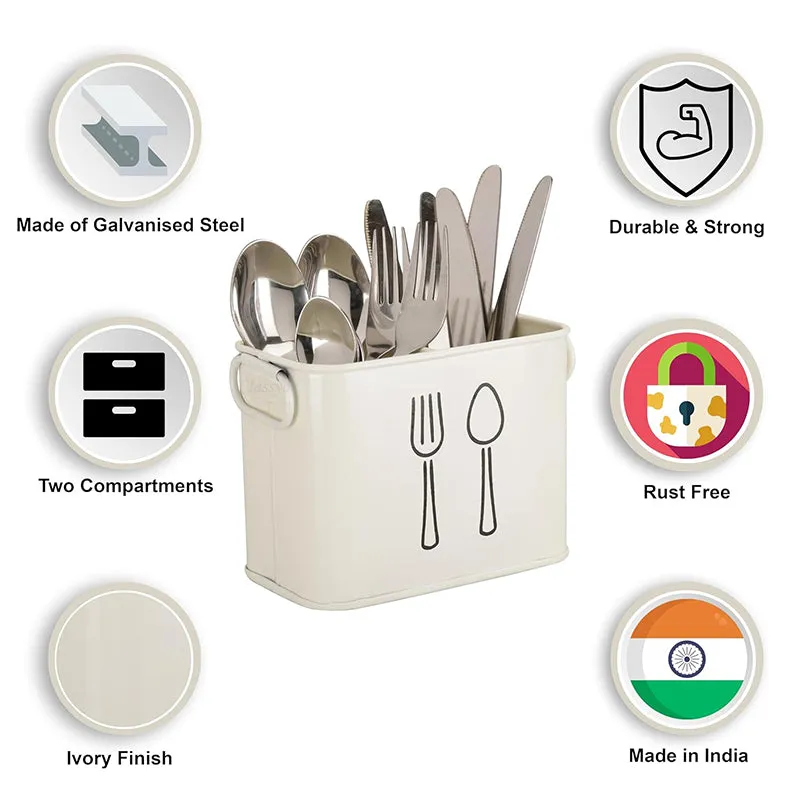 Fork & Order Metal Cutlery Holder - White media 4