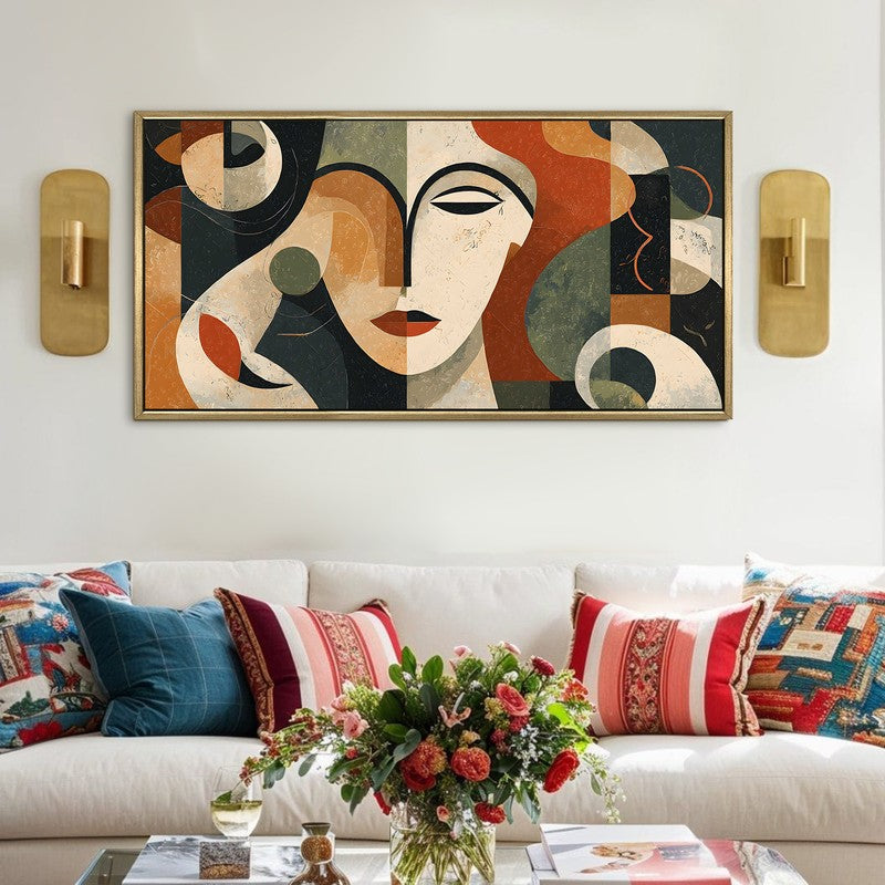 Modern Visage Canvas Wall Painting With Frame