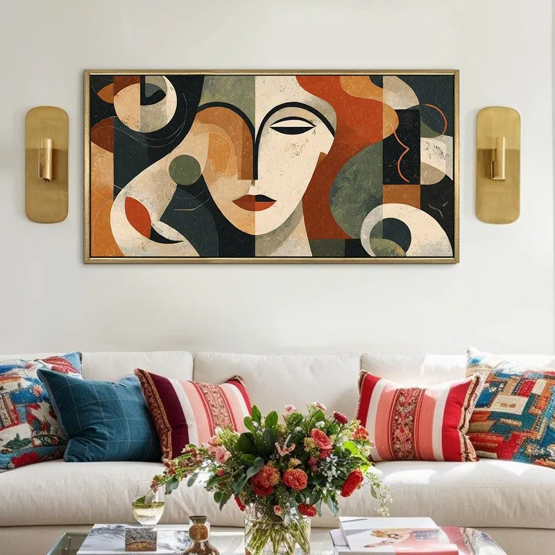 Modern Visage Canvas Wall Painting With Frame media 1