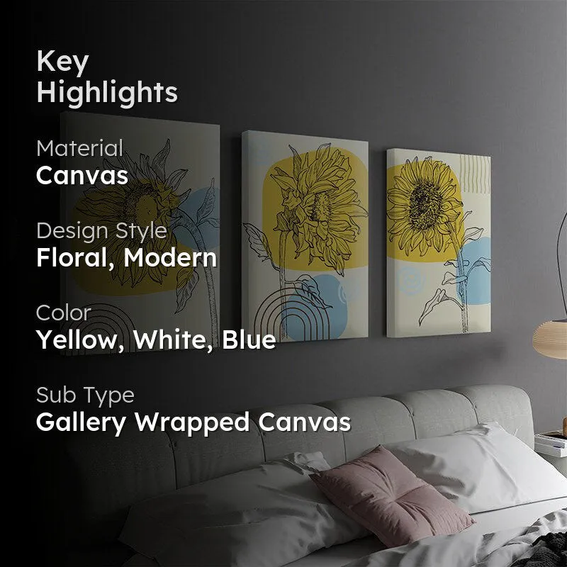 Sunflower Slay Canvas Wall Painting - Set Of Three media 2