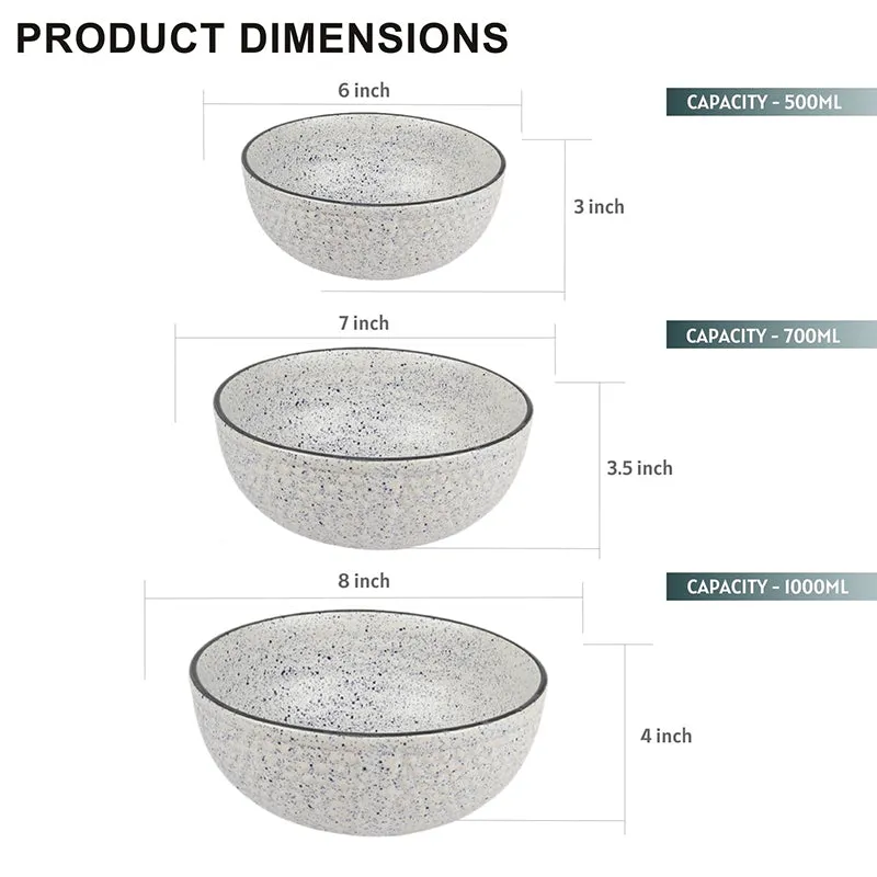 Tasi Ceramic Serving Bowl (1500 mL/1000 mL/600 mL) - Set Of Three media 7