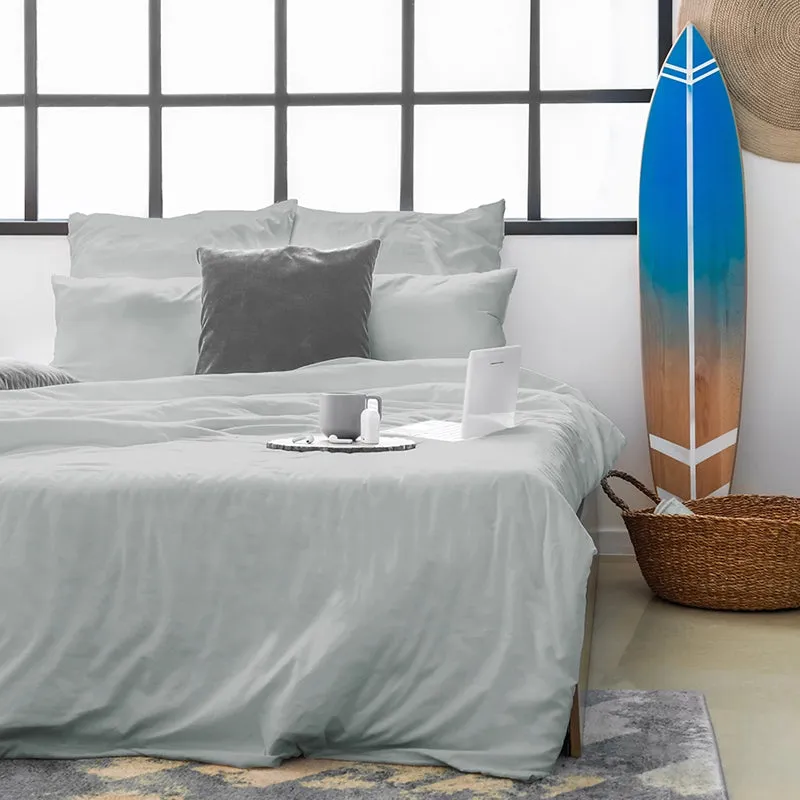 Maison Solid Cotton Pillow Cover (Light Grey,200TC) - Set Of Two media 6