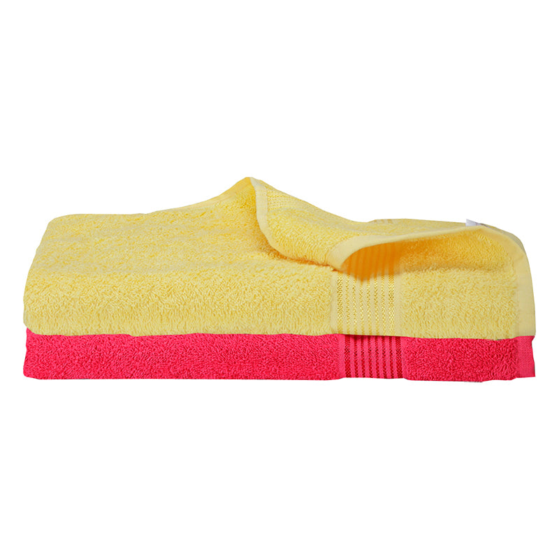 Nuage Cotton Bath Towel (Yellow & Red) - Set Of Two media 3