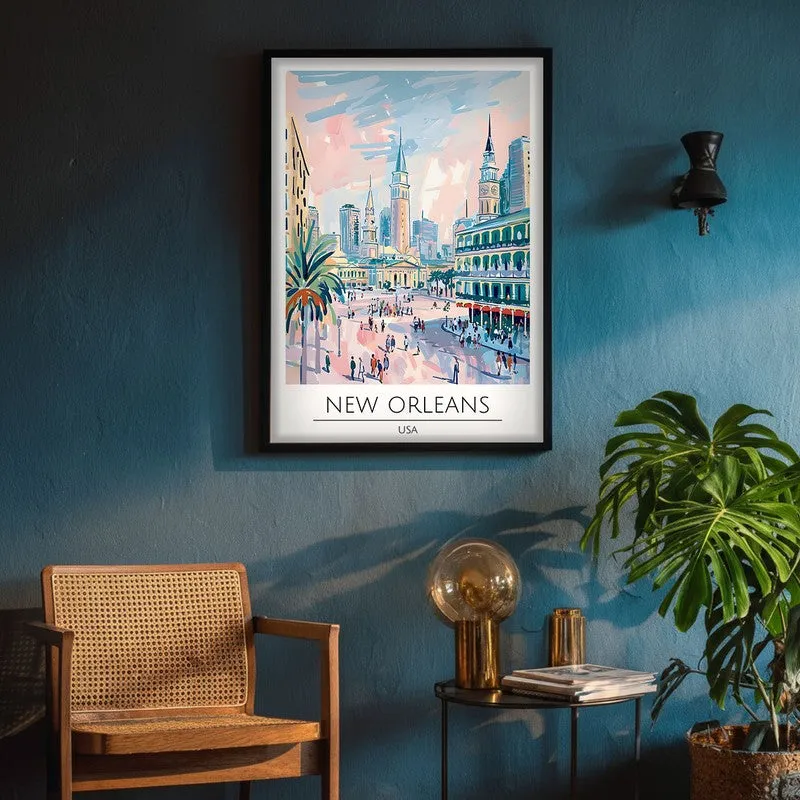 Vintage New Orleans Framed Canvas Wall Painting media 4