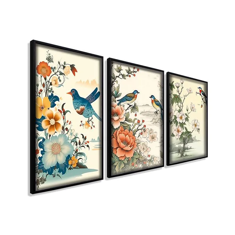 Whimsical Songbirds Wall Art With Frame - Set Of Three media 5