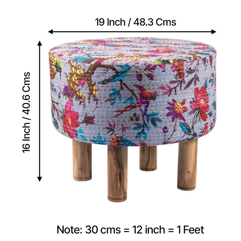 Kverix Acacia Wooden Ottomans (Grey) - Set Of Two media 10