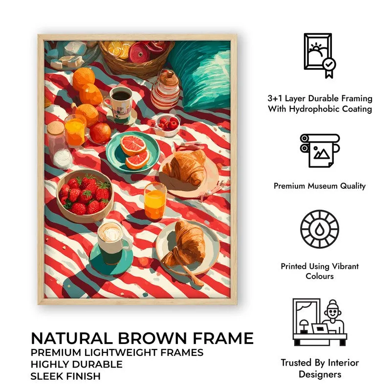 Sunstripe Feast Canvas Wall Painting - Brown Frame media 10