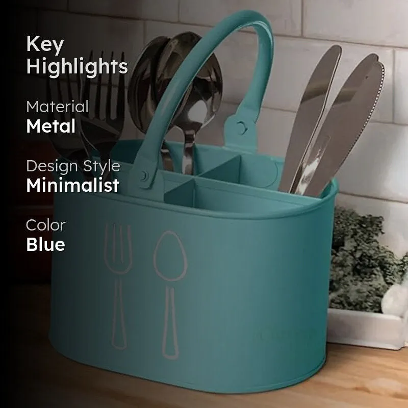Fork & Order Metal Cutlery Holder - Blue,White media 2