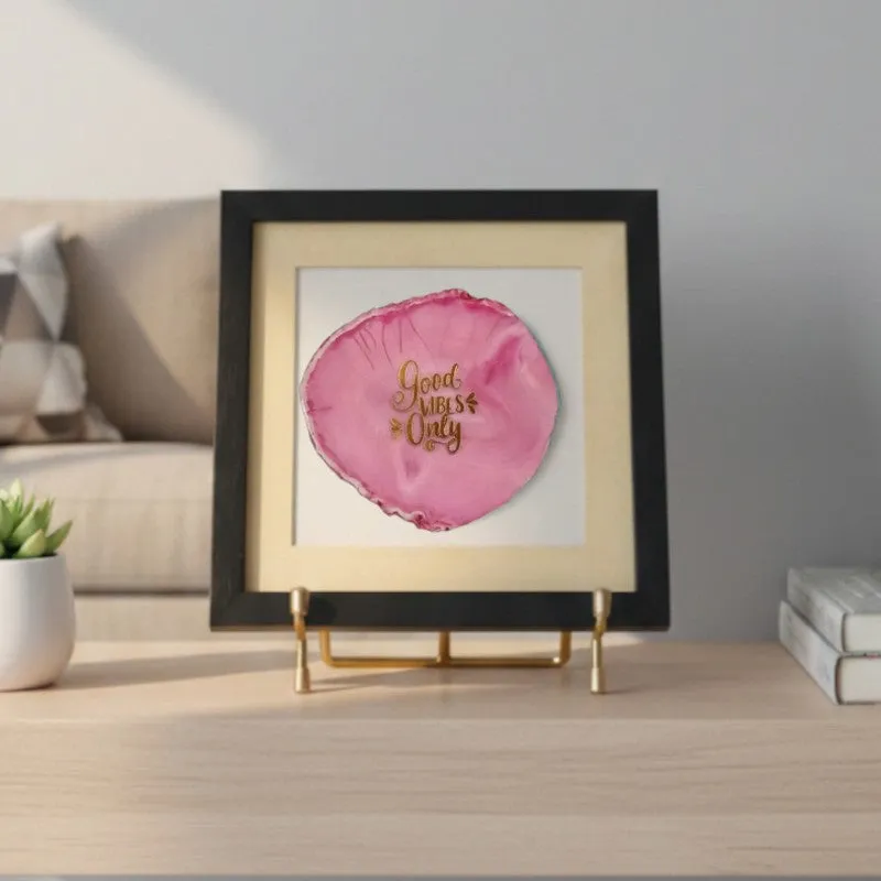 Good Vibes Only Agate Showpiece - Pink media 1
