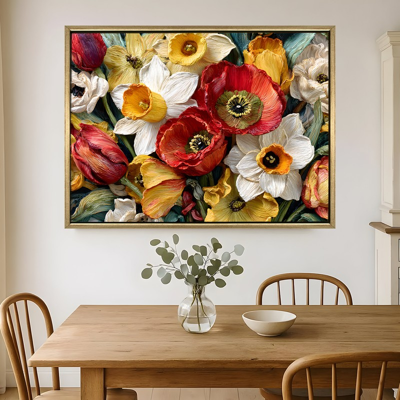 Floral Tapestry Canvas Wall Painting With Frame