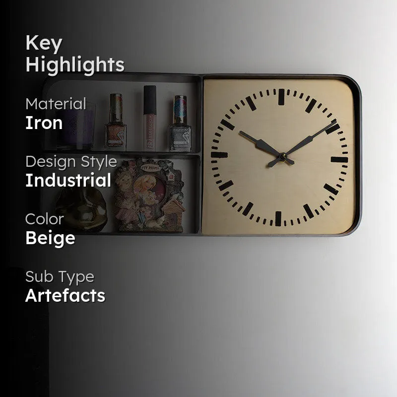 Herlin Iron Wall Clock With Shelf media 2