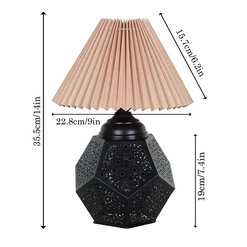 French Pleat Hex Metal Table Lamp - Beige,Black media 5