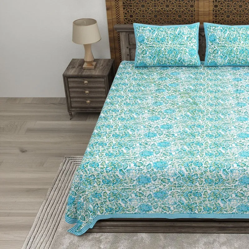 Patterna Cotton Bedsheet (Sky Blue) - 240 TC media 3