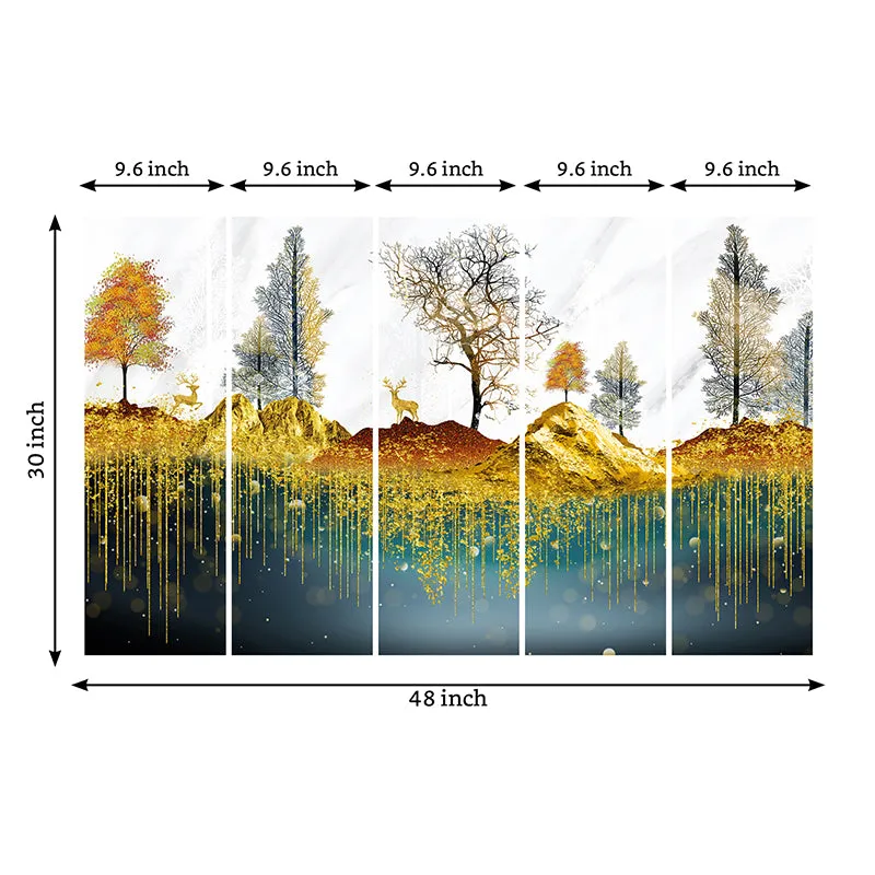 Golden Meadows Canvas Wall Art - Set Of Five media 8