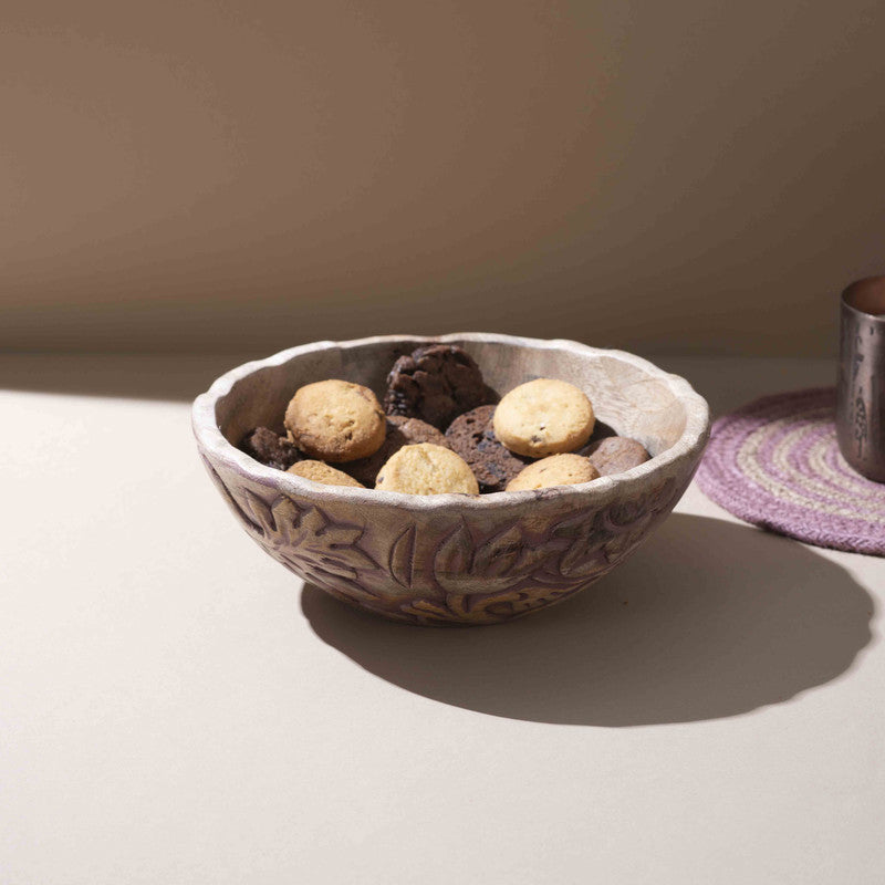 Kaisi Handcrafted Mango Wood Serving Bowl - 800 mL media 4