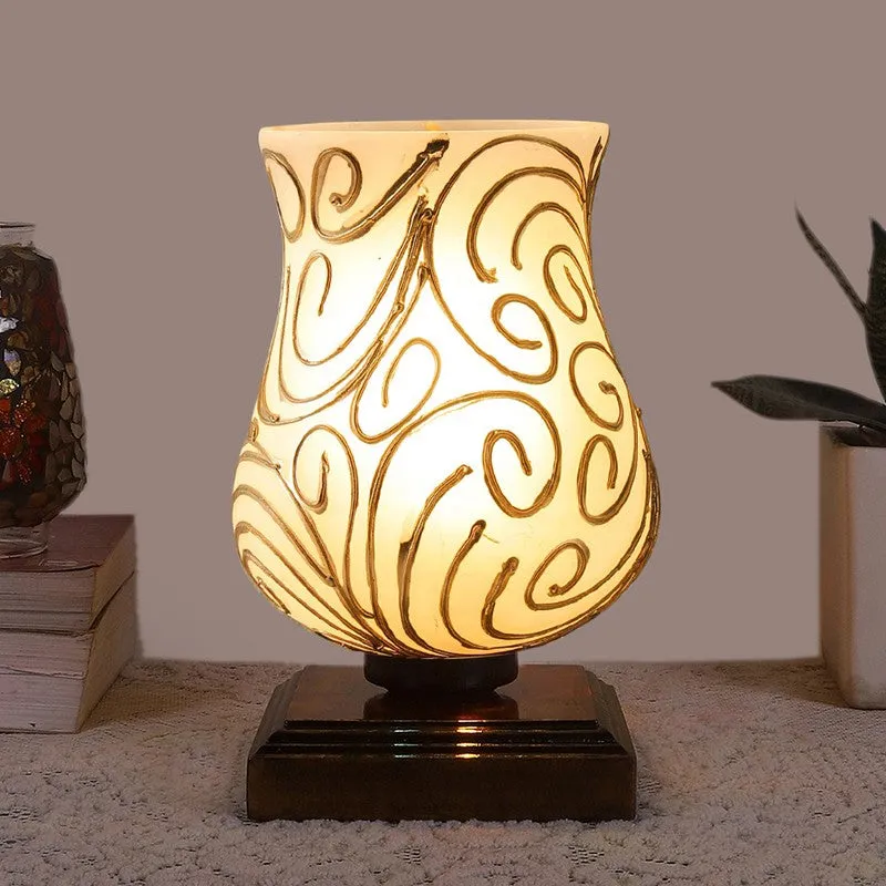 Spark Mosaic Glass Table Lamp - White & Gold media 3