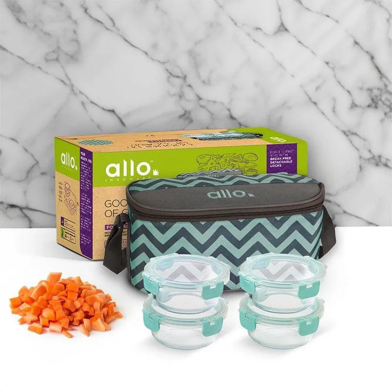 Jonas Round Lunchbox With Chevron Bag (390 ML) - Set Of Four media 3