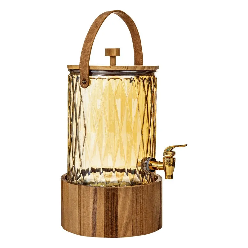 Glass Drink Dispenser with Wooden Stand (5000 Ml) - Two Piece Set media 3